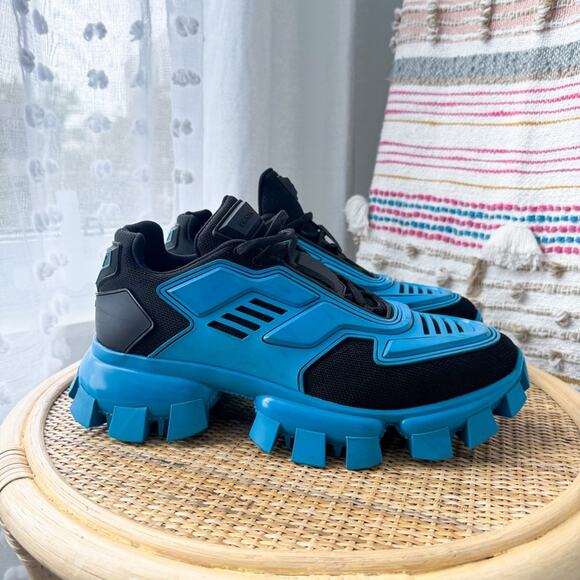 Prada Cloudburst Thunder Blue Black High Trainers Sneakers Men’s Size 9.5 - Picture 2 of 11